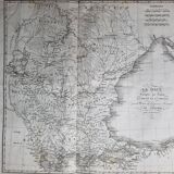 Old map of La Dace extracted from the Atlas of the History of the Emperors of 1819, 48 x 34 cm