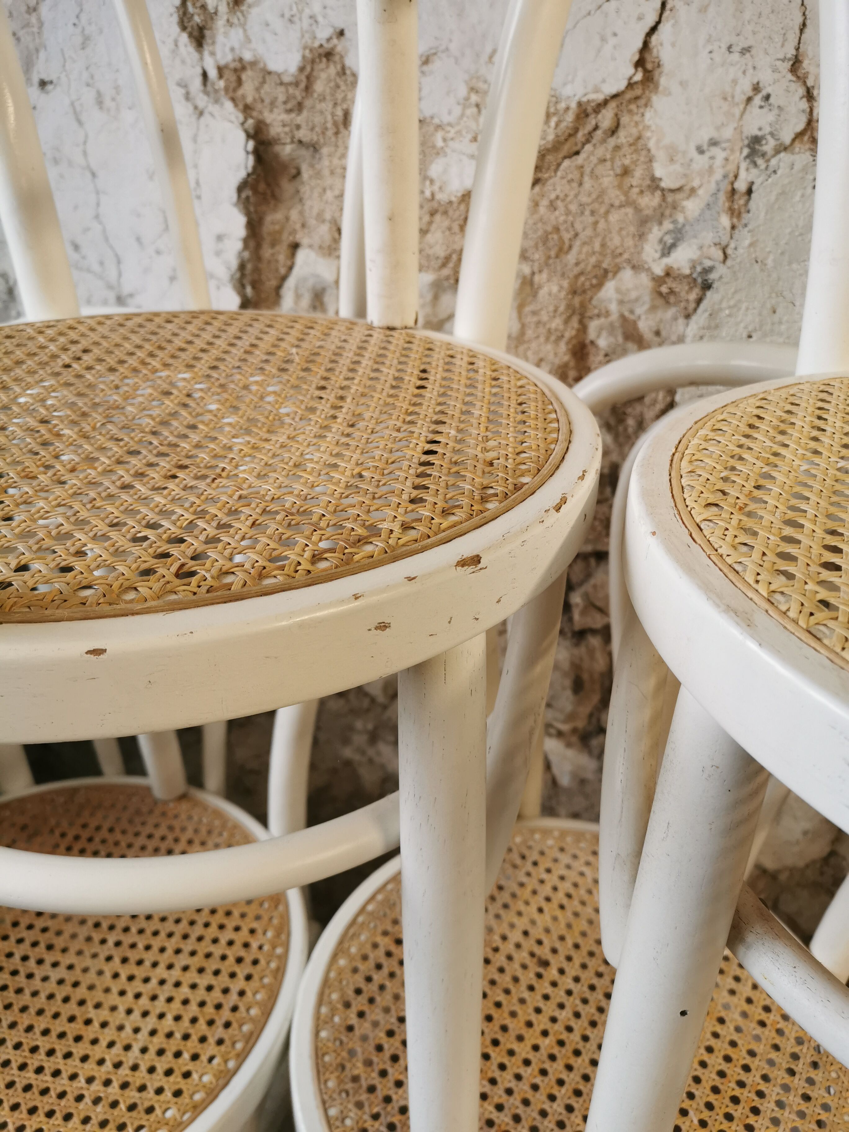 Suite of 6 canned bistro chairs