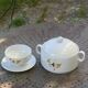 White porcelain soup tureen and sauce boat, Schirnding Bavaria, vintage 70s