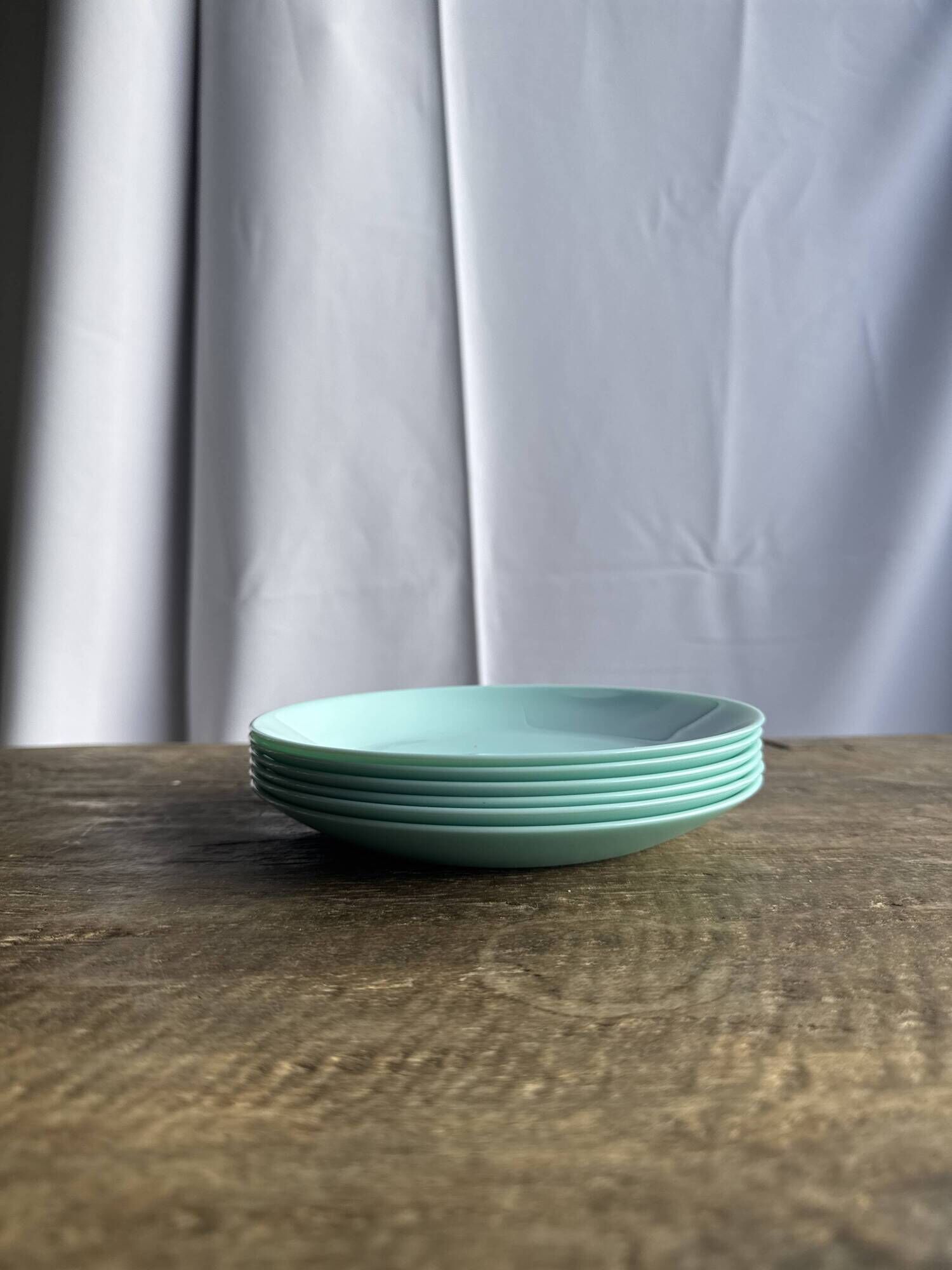 Set of 6 vintage turquoise blue dessert plates D18