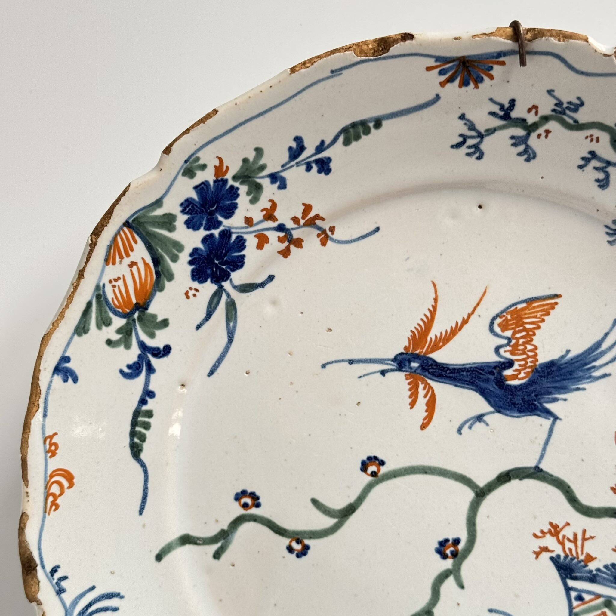 2 Plates in Nevers Earthenware (known as La Rochelle) | Bird | 18th century