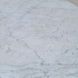 Restaurant bistro table in oval marble and decorated cast iron bases -1m51