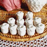 Set of 11 mini rose-shaped porcelain candle holders