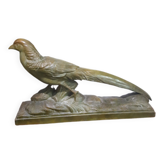 Statue of a pheasant signed R.Pollin.