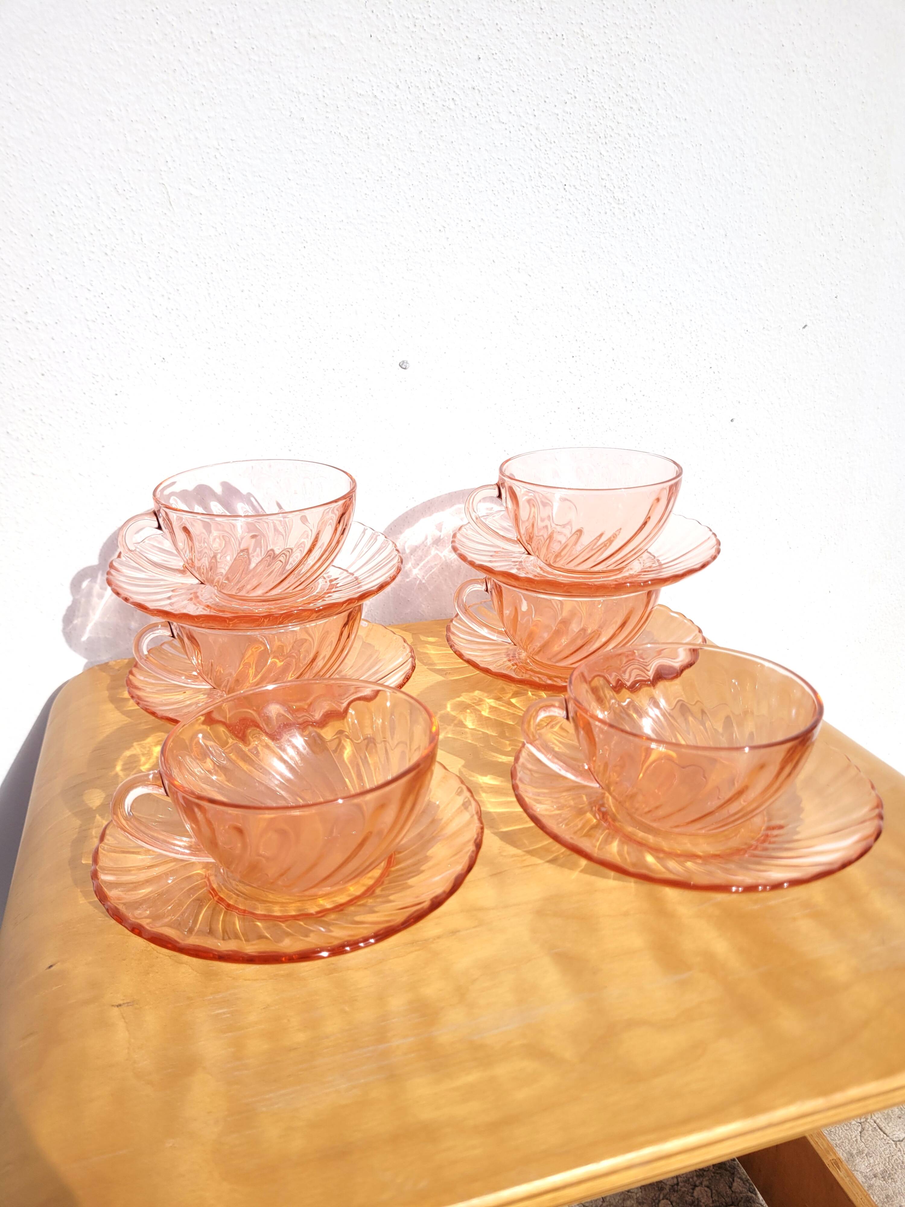 Vintage Arcopal Rosaline Coffee Cup Set