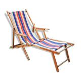 Old deckchair with footrest – toile bayadère