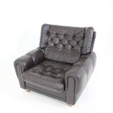 Czech Brown Leather Armchair from Vyber, 1970s