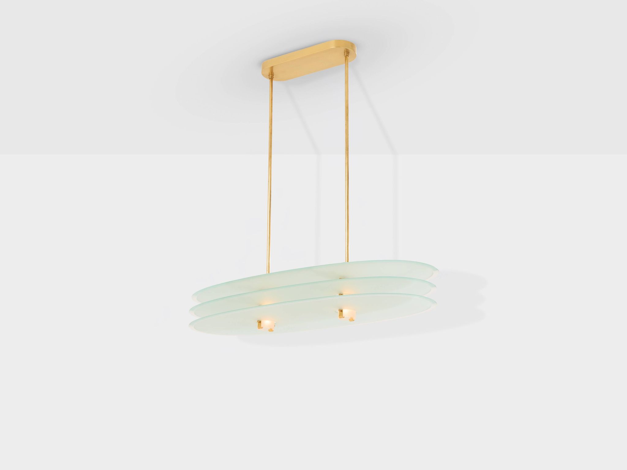 Ceiling light by Roberto Volonterio and Cesare Benedetti, brass and glass, 1980.