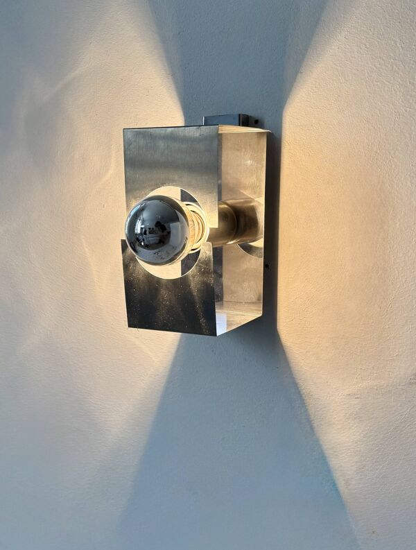 Applique vintage, métal brossé, France, 1970