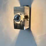 Vintage wall light, brushed metal, France, 1970