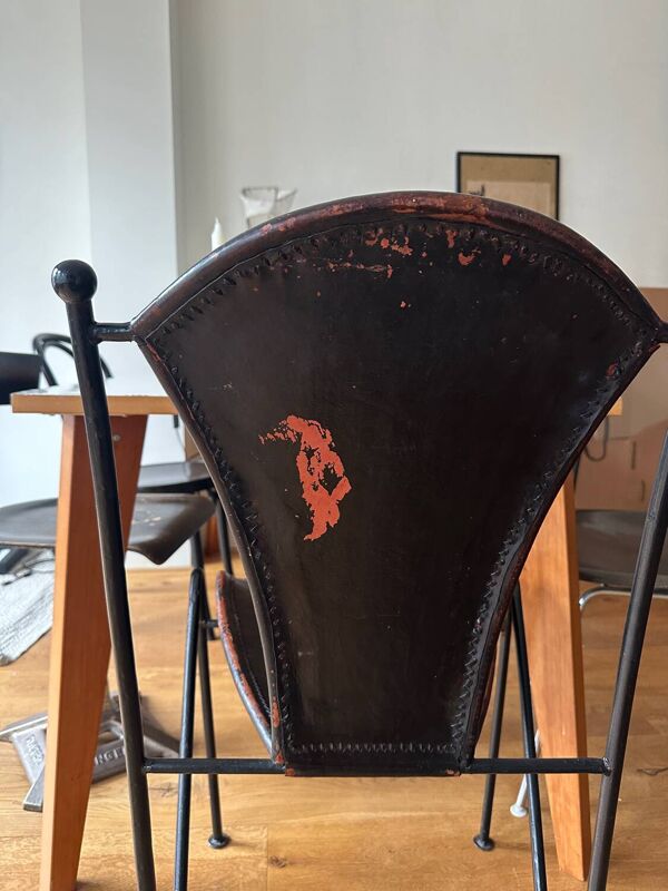 Chaises en fer forgé attribuées à Frederic Weinberg, 1960