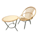 Vintage rattan armchair and coffee table attributed to Rohe Noordwolde
