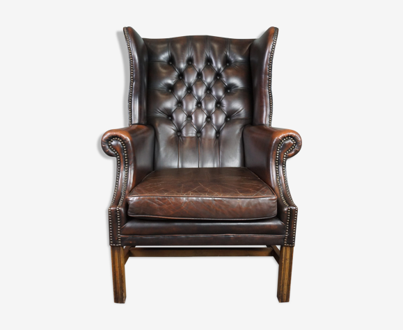 Fauteuil Chesterfield marron
