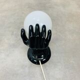 Black and opaline ceramic hand lamp
