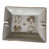 Old rectangular Limoges Porcelain Ashtray: Leaf designs signed GP