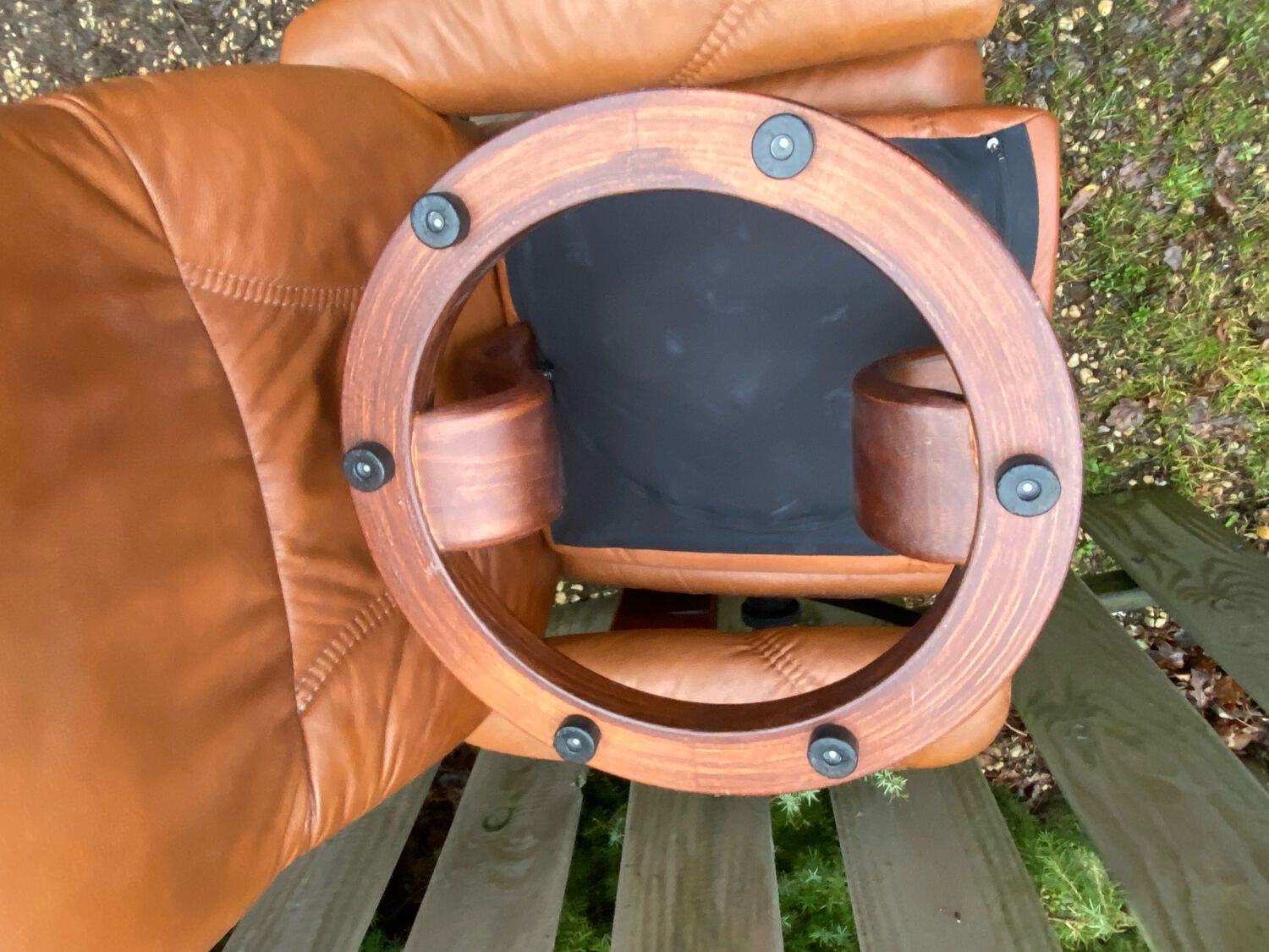 Stressless armchair and footrest set from the 70s/80s.