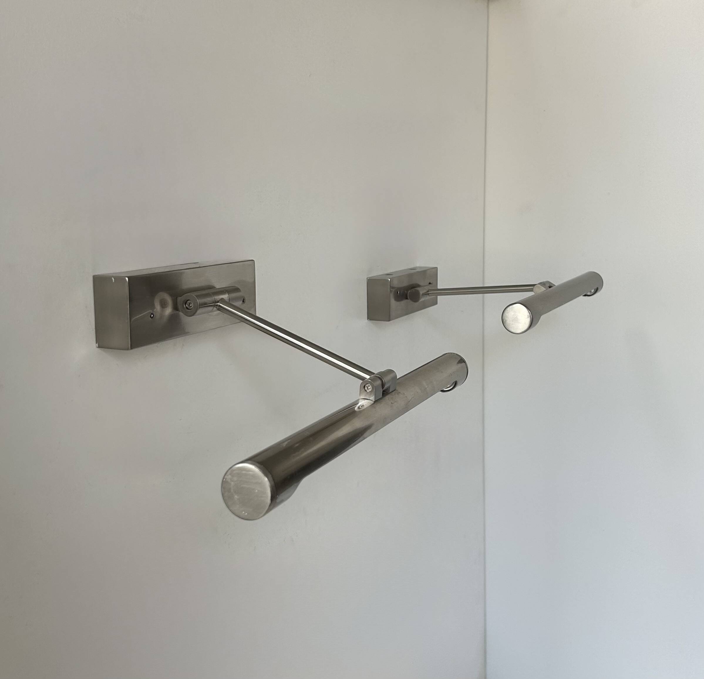 Pair of vintage chrome adjustable wall lights, France, 1980