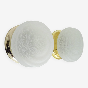 Pair of wall or ceiling lights with white-edged globe. 80 years