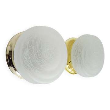 Pair of wall or ceiling lights with white-edged globe. 80 years