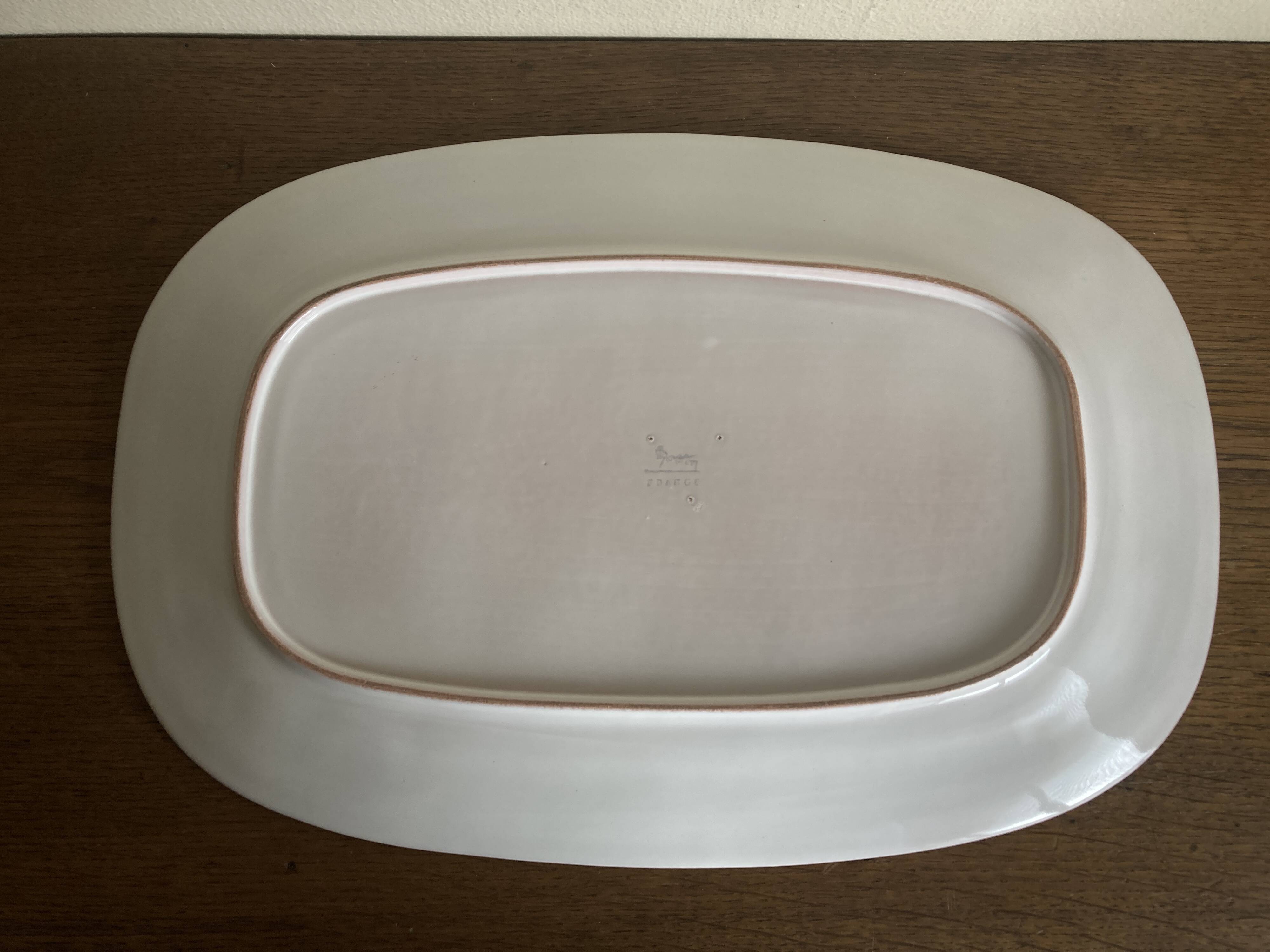 XL centerpiece dish with scalloped glazed earth Gien Pierre Motton 1980