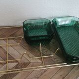 Plateau apéritif Arcoroc vert émeraude et doré