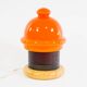 Vintage table lamp in orange glass and black perforated metal 70s
