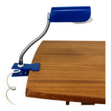 Lampe pince orientable bleue, flexible chrome, années 800, vintage