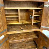 Antique 19th century Biedermeier art deco chest of drawers in walnut with wrought iron locks