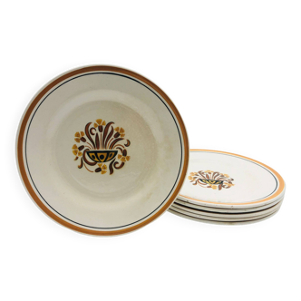 6 dessert plates, creil and montereau – carnation model.