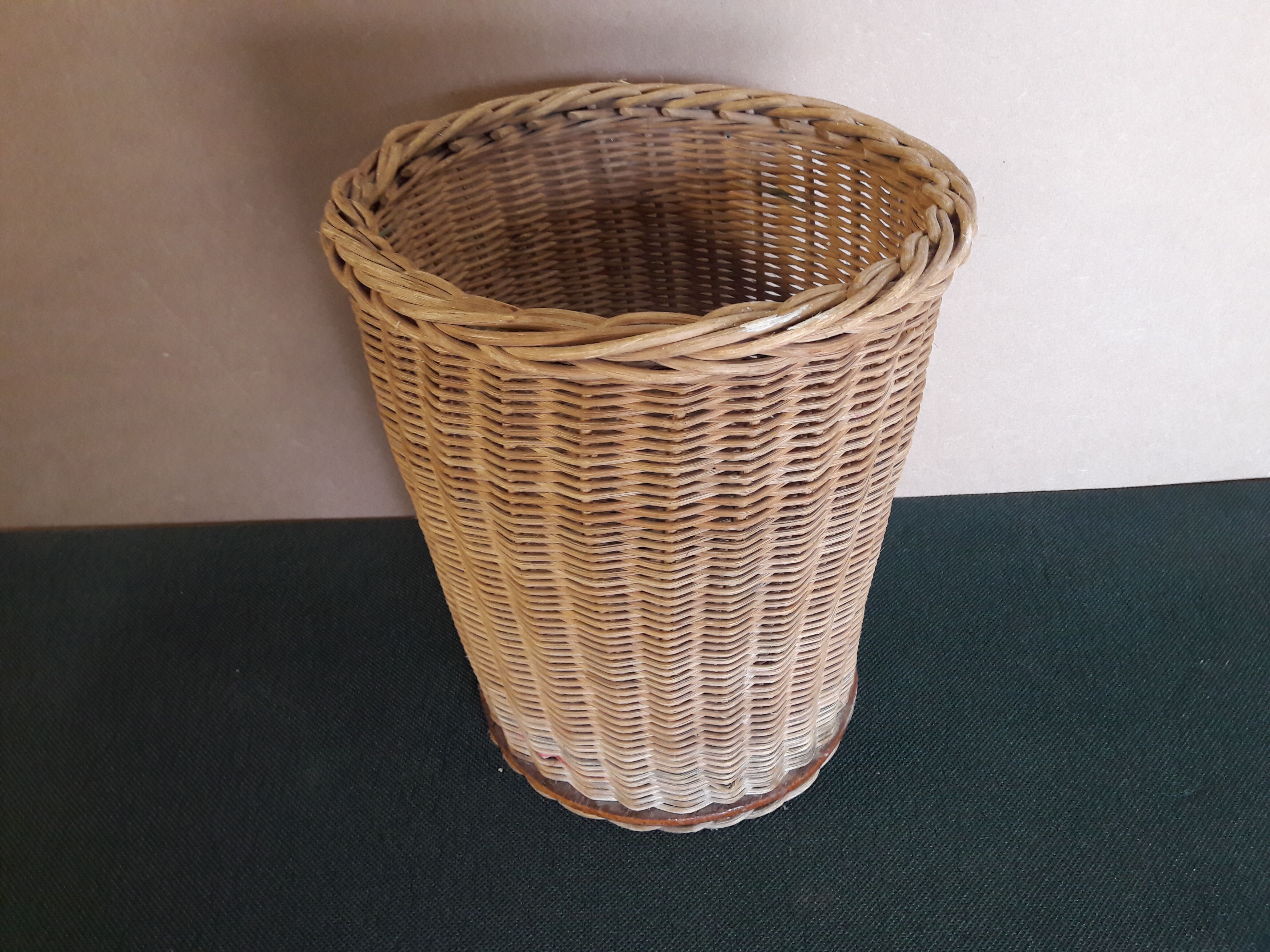 Wicker waste paper basket