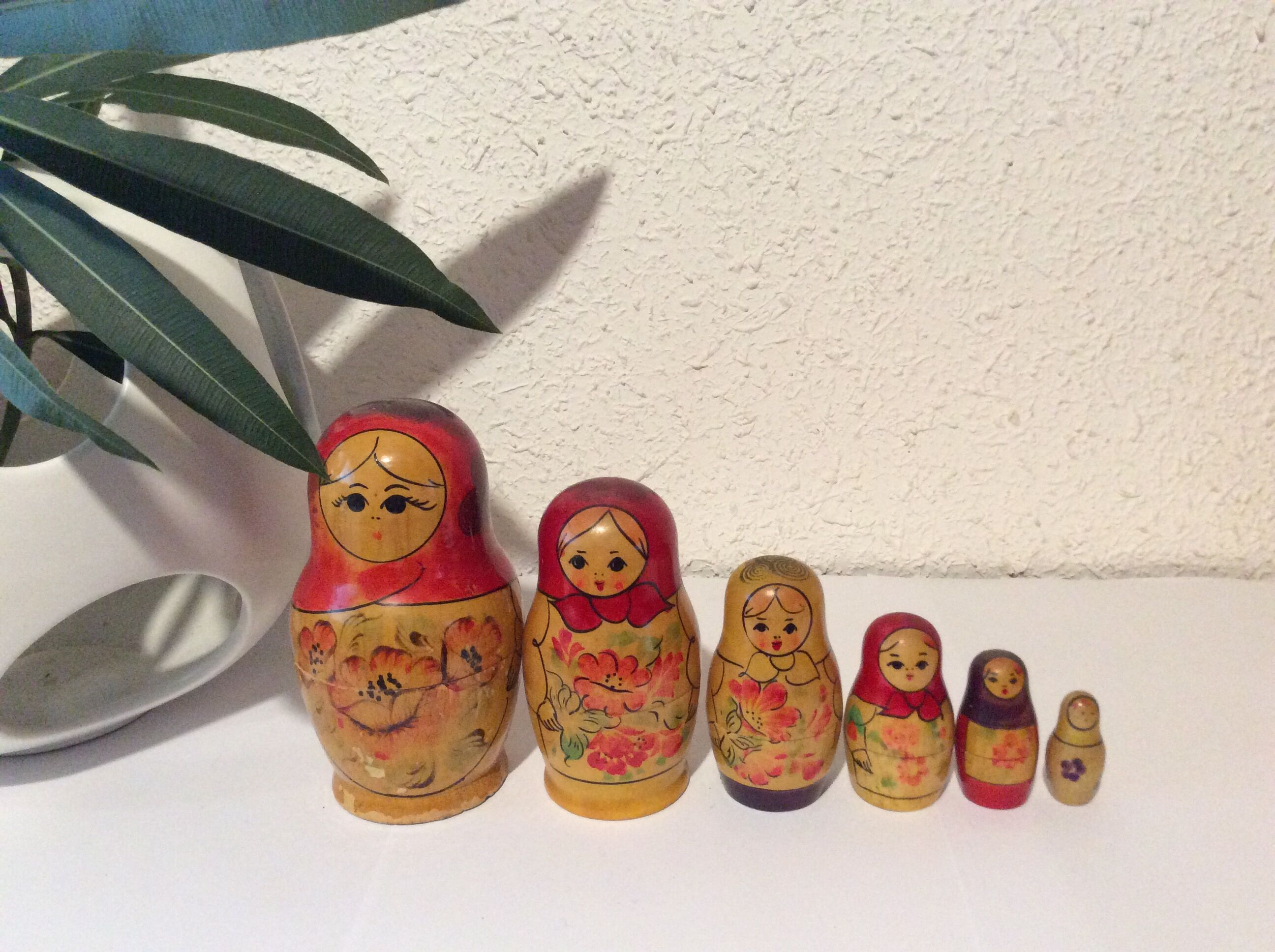 Vintage ancient Russian Matriochka dolls