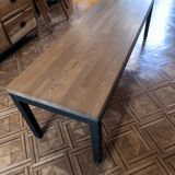 Large oak and steel bench