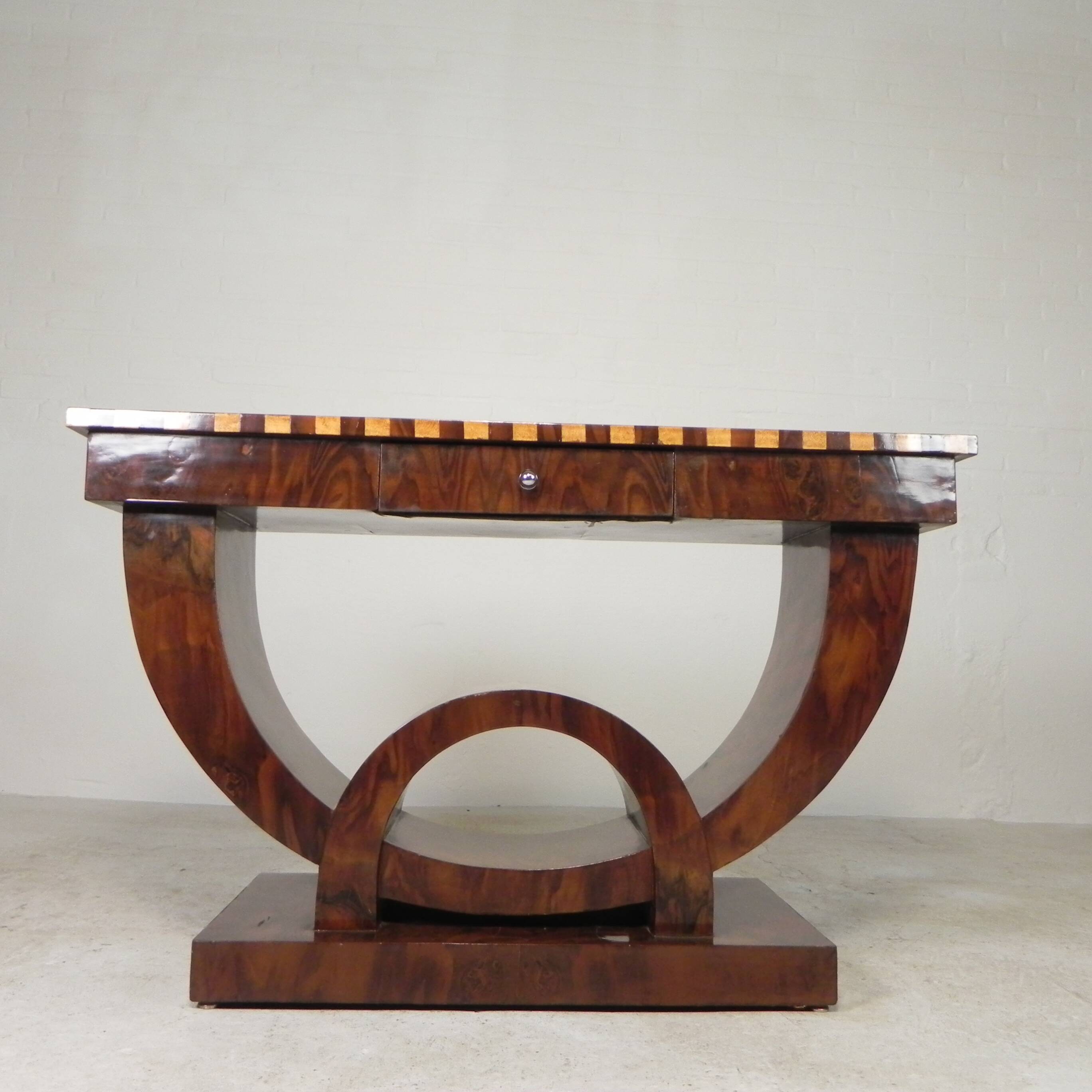 Art Deco style console table in wood marquetry