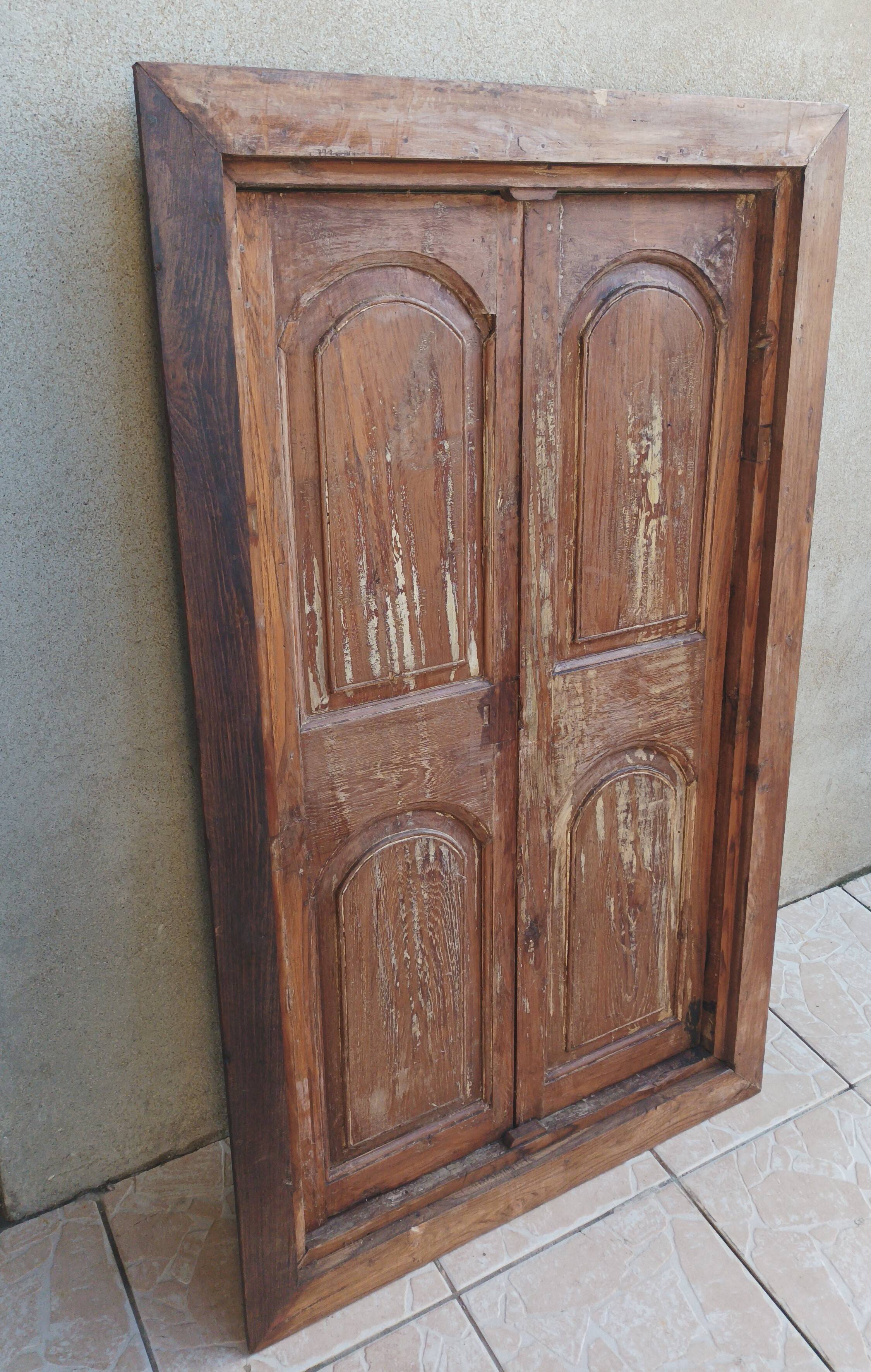 Old cupboard doors, beech wall bookcase (1)