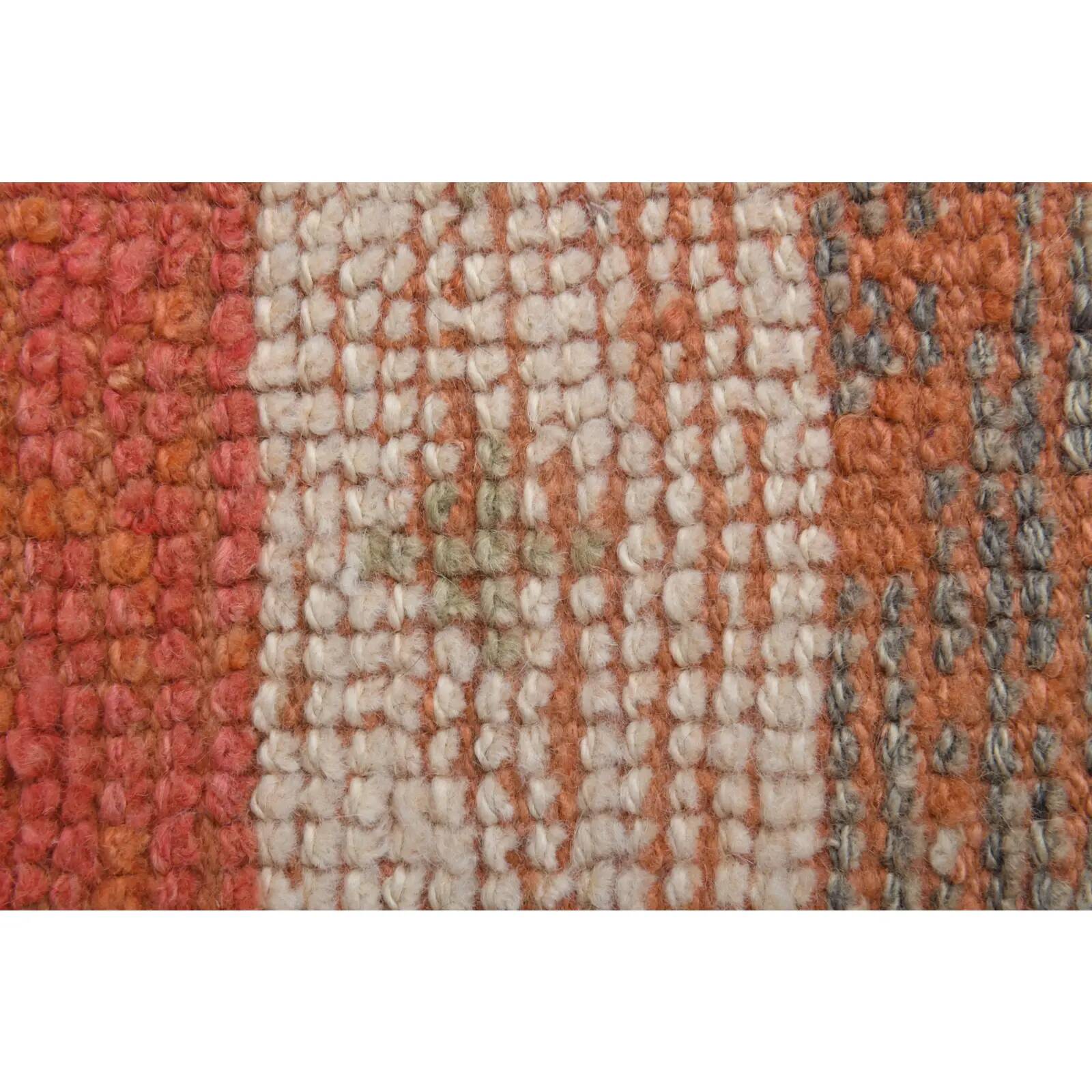 Vintage Turkish hand-knotted wool cotton orange runner rug 96x339