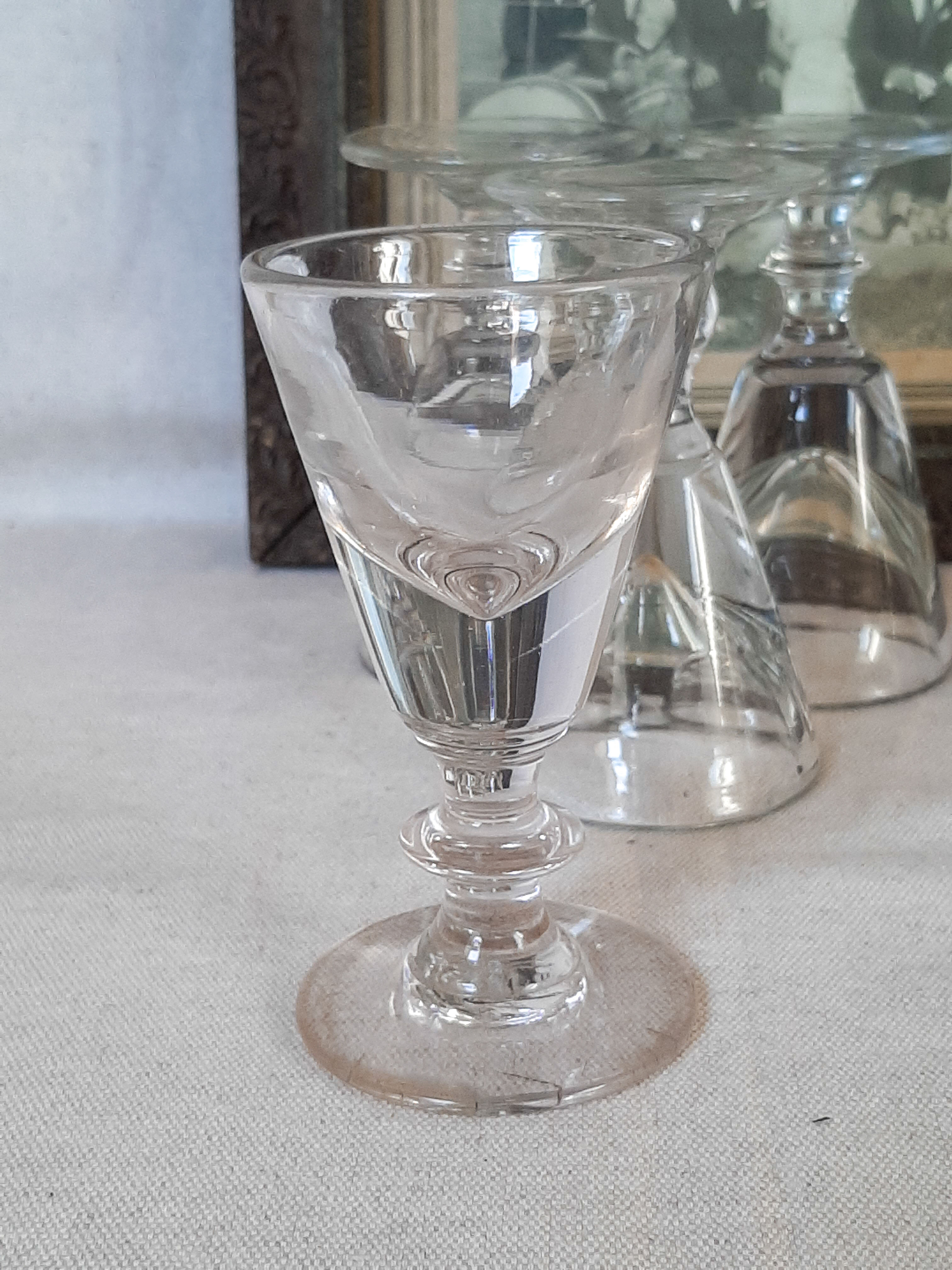 Old bistro glasses with thick bottoms