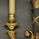 Pair of large wall sconces in quiver style Empire - bronze / green patina