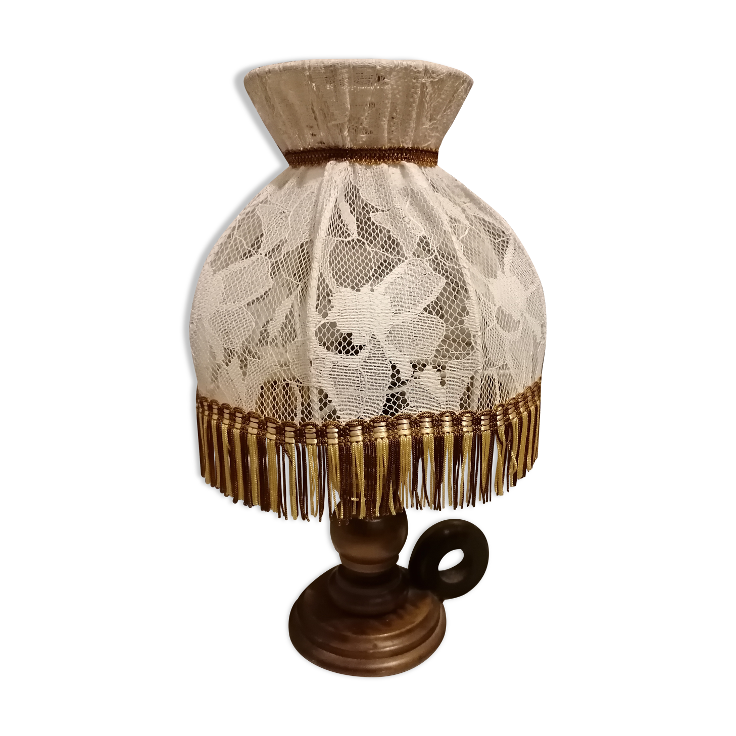 Bedside lamp lace and wood