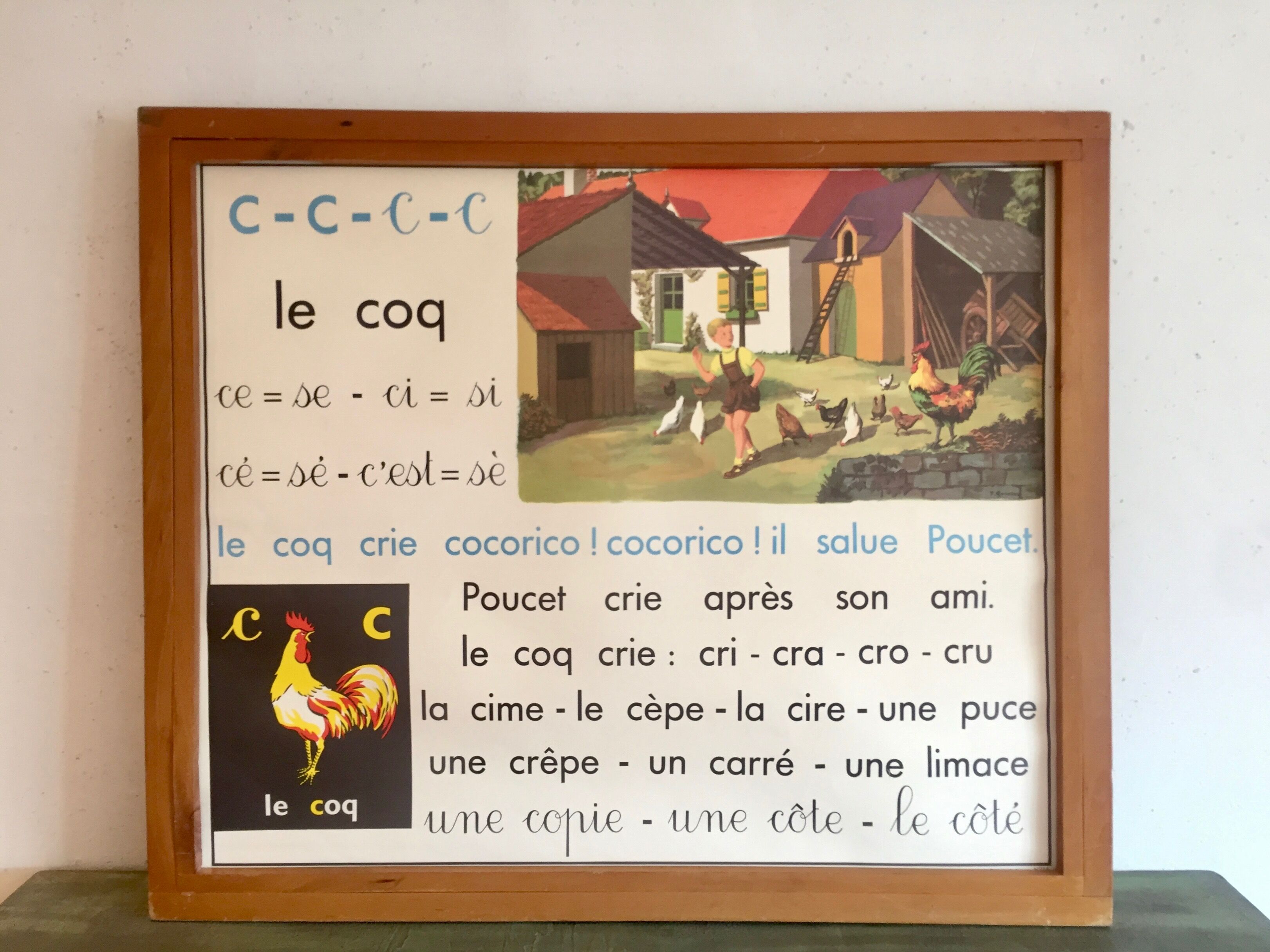 Educational poster élocution vintage Rossignol, 60s