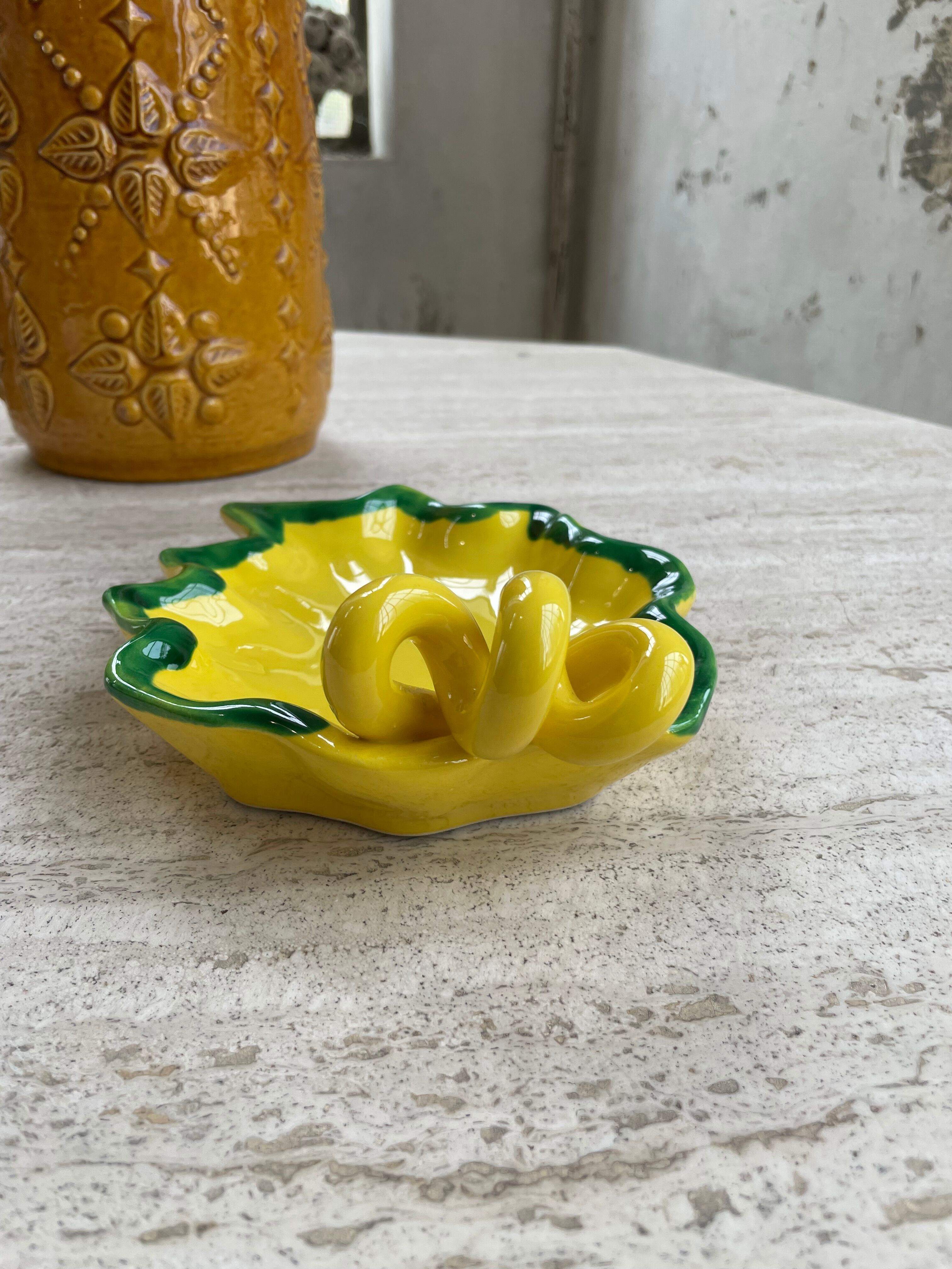 Ceramic yellow vallauris dish