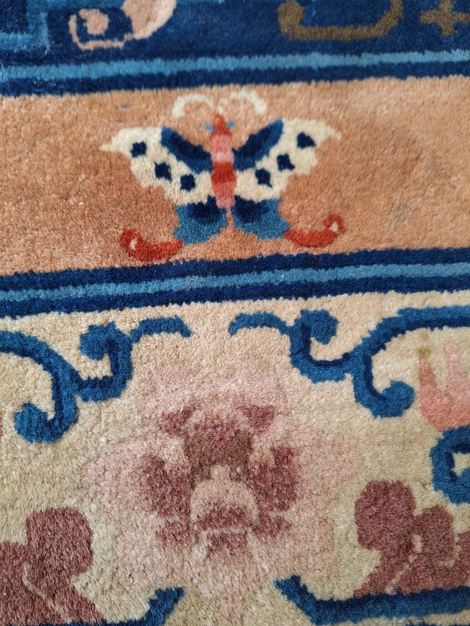 Art Deco Wool Handmade Rug Large 1920s with Bats