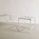 Set of Three French White Metal Side Tables by Mathieu Matégot, 1950s