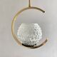 60s Arlus style pendant light, brass and glass