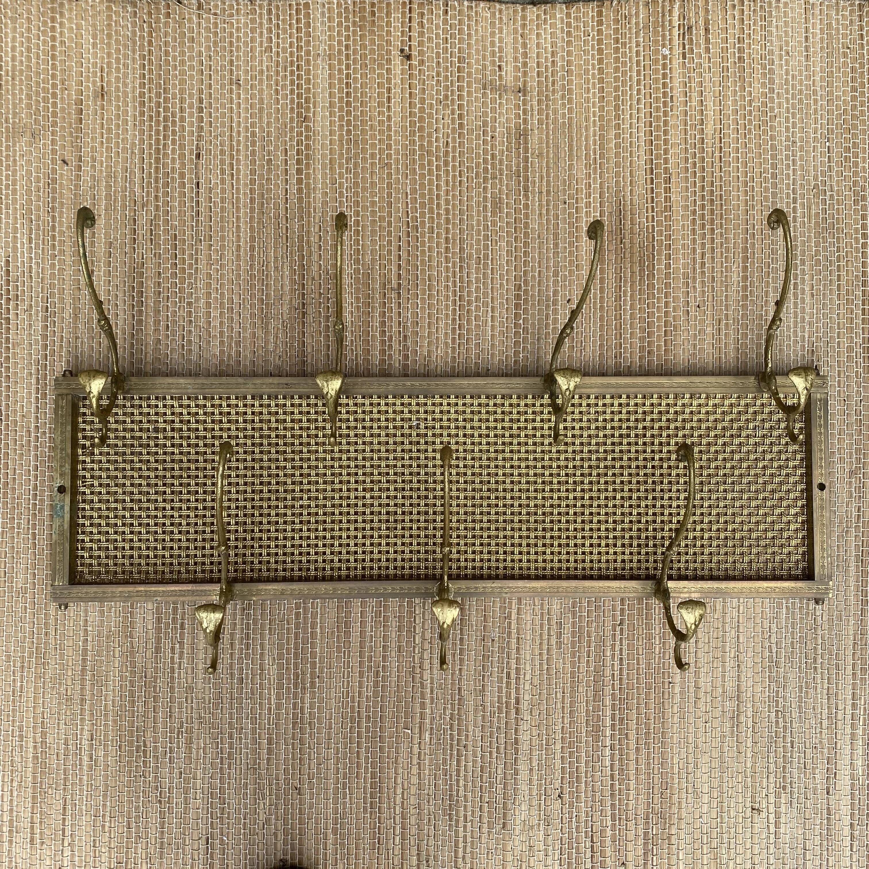 Gold metal wire mesh wall coat rack