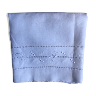 Antique linen sheet embroidered hand with monogram t d 226 cm x 324 cm