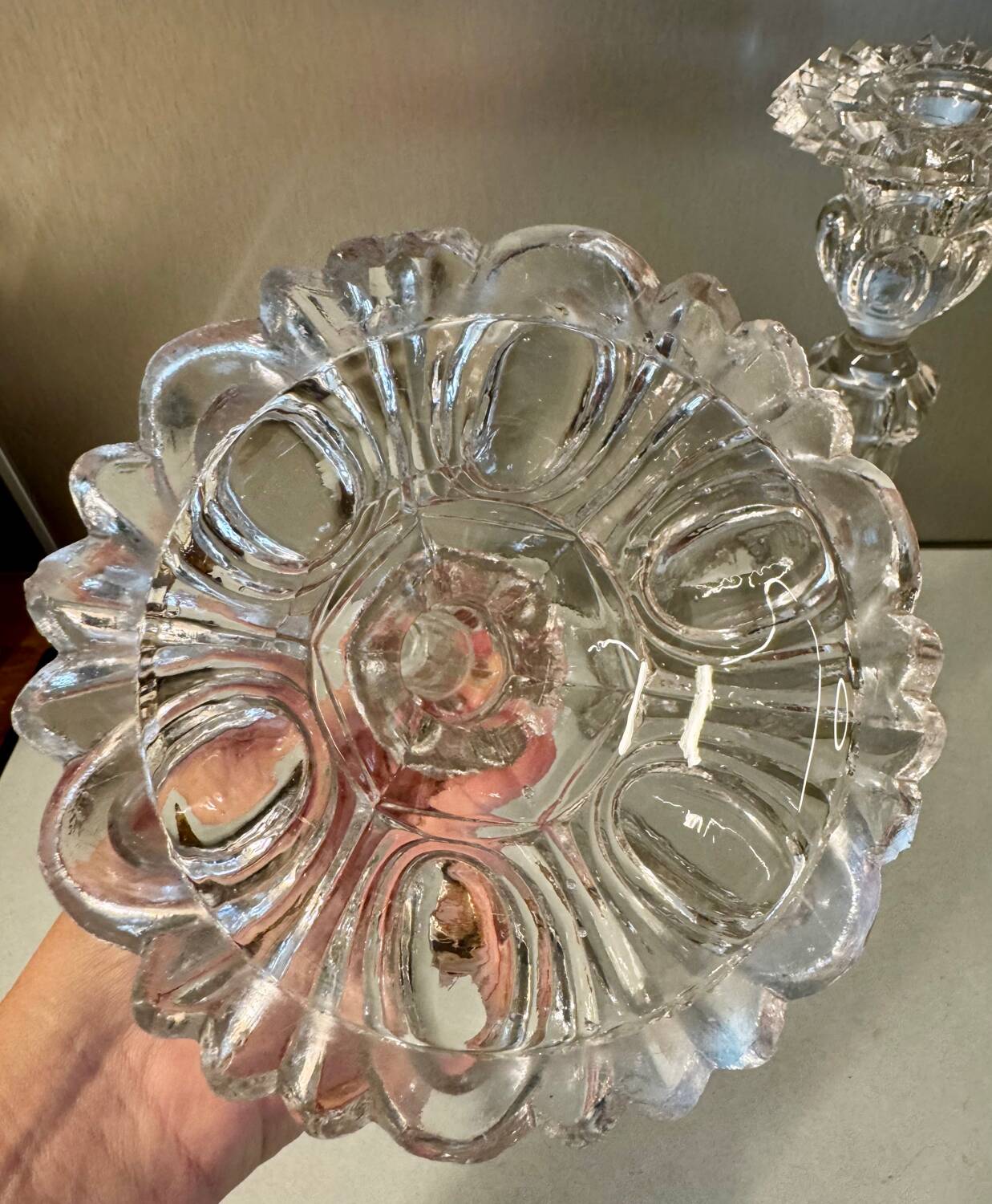 Pair of cut glass candlesticks – Napoleon III period