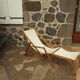 Deckchair with extension chaise longue, in wood and fabric