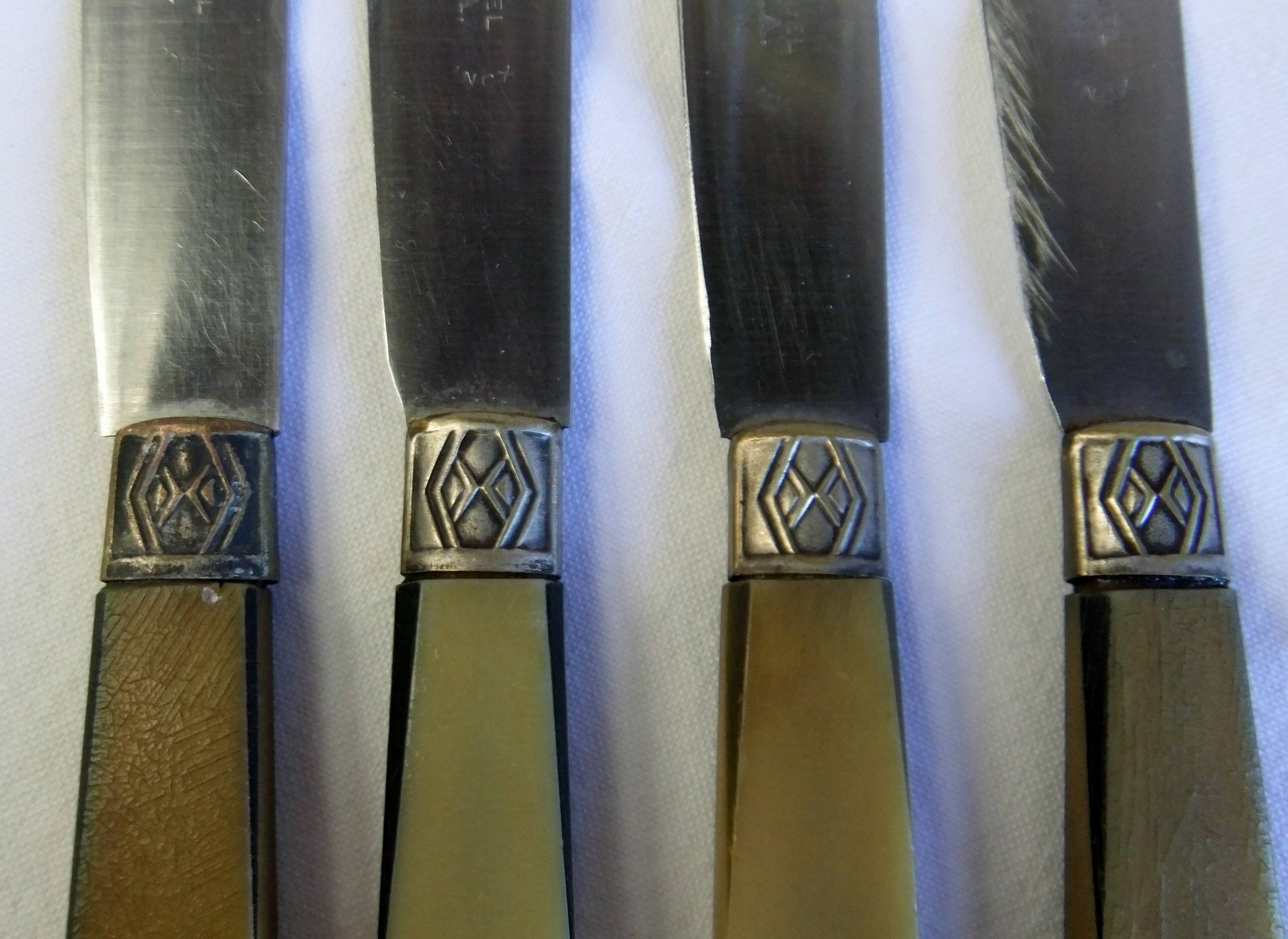 Covered table service old knives Pradel M ferrule art deco period