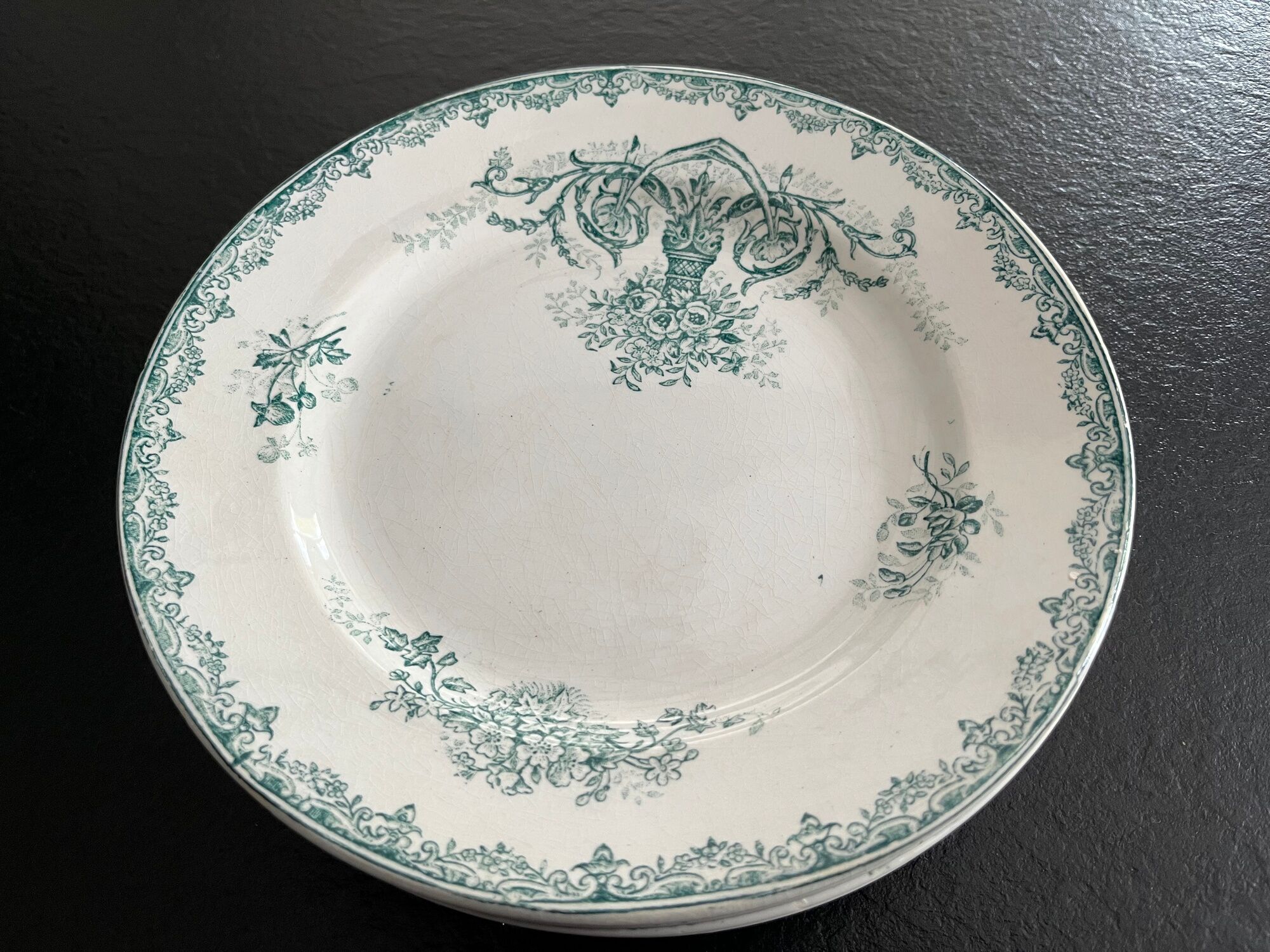 Lot 6 old plates porcelain iron earth saint amandinoise model chevreuse