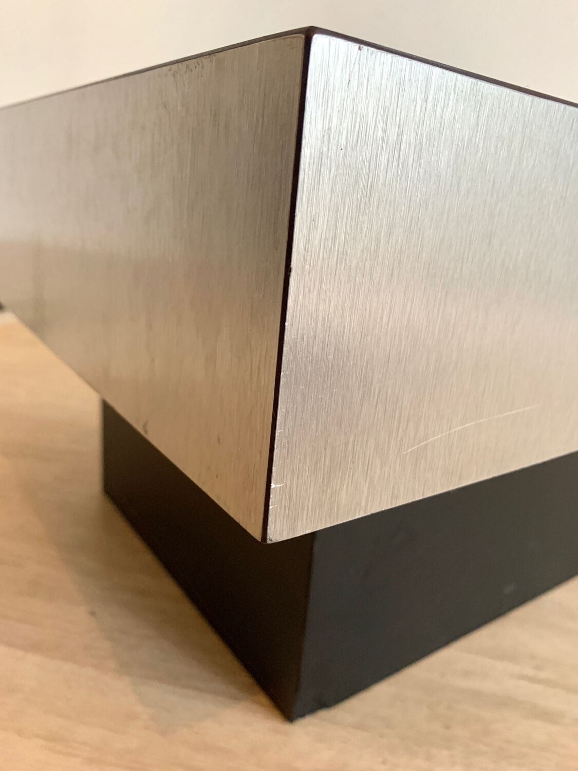 70s coffee table in brushed aluminum